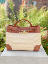 Load image into Gallery viewer, Venice Raffia &amp; Leather Handbag | Brown
