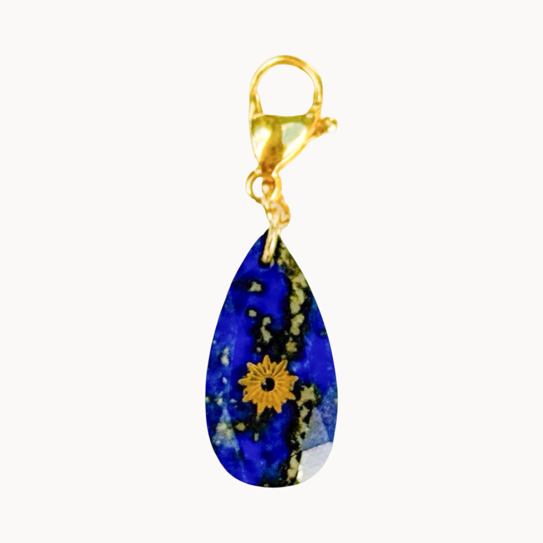 Drop Blue Lapis Lazuli Charm Pendant