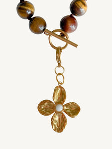 Lily Flower Pendant | White Stone