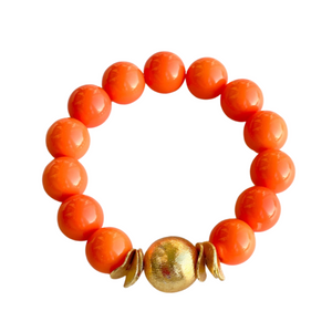 Bracelet Candace Perles de verre orange | 12 mm et 14 mm