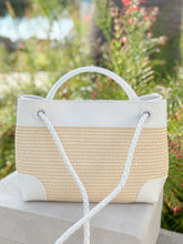 Load image into Gallery viewer, Venice Raffia &amp; Leather Handbag | Ivory
