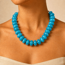 Load image into Gallery viewer, Rondelle Chunky Resin Bead Statement Necklace | Blue

