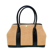 Load image into Gallery viewer, Amèlia Raffia and Leather Handbag | Black
