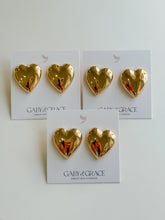 Load image into Gallery viewer, Gold Metal Puff Heart Earrings
