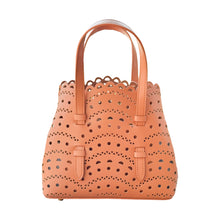 Load image into Gallery viewer, Mini Mia Perforated Leather Tote | Brown
