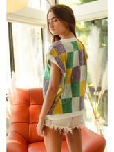 Charger l'image dans la galerie, Sequins Mardi Gras Checkers Top
