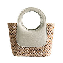 Load image into Gallery viewer, Arianna Raffia and Leather Handbag | Ivory
