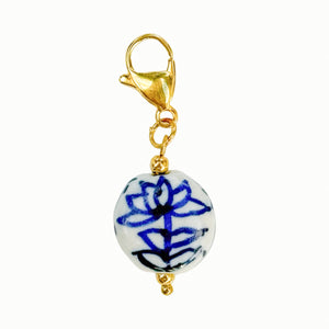 White and Blue Ceramic Small Charm Pendan
