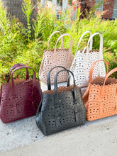 Load image into Gallery viewer, Mini Mia Perforated Leather Handbag | Black
