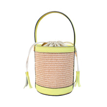 Load image into Gallery viewer, Monte-Carlo Raffia Bucket Handbag | Lemon Yellow
