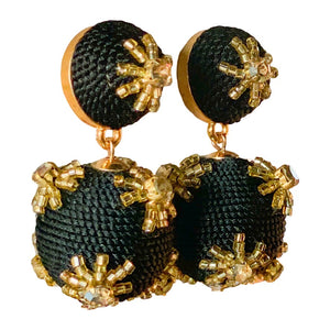 Gilded Black & Gold Lantern Earrings