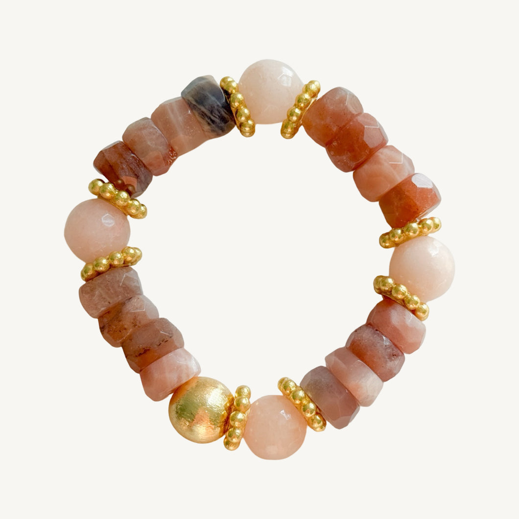 Sun Stone Faceted Beads Bracelet I | 12 mm