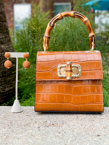 Gisele Bamboo Handle Handbag | Camel