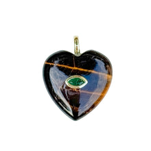Load image into Gallery viewer, Tiger Eye Puff Heart Charm Pendant
