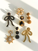 Load image into Gallery viewer, Coquette Embroidered Earrings | Black
