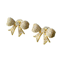 Load image into Gallery viewer, Dianna Gold Metal Bow Stud Earrings
