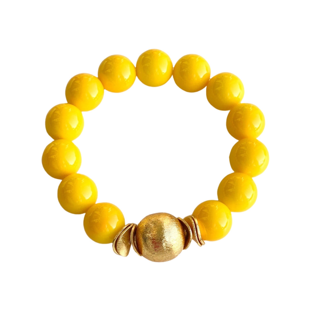 Candace Bracelet Yellow Gold Glass Beads | 12mm & 14mm