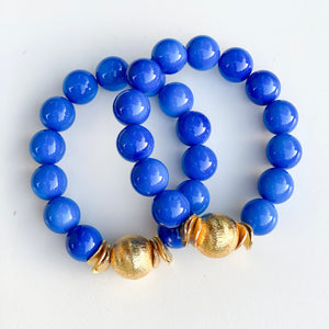 Bracelet Candace Perles de verre bleu royal | 12 mm et 14 mm