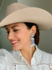 Bluebonnet Cowgirl Boot Earrings
