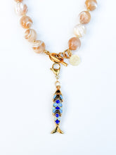 Load image into Gallery viewer, Blue Gold Fish Charm Pendant
