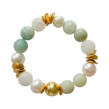 Load image into Gallery viewer, Amazonite and Fresh Water Pearls Bracelet | 12mm
