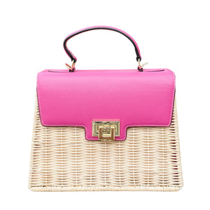 Cassis Rattan Handbag | Hot Pink