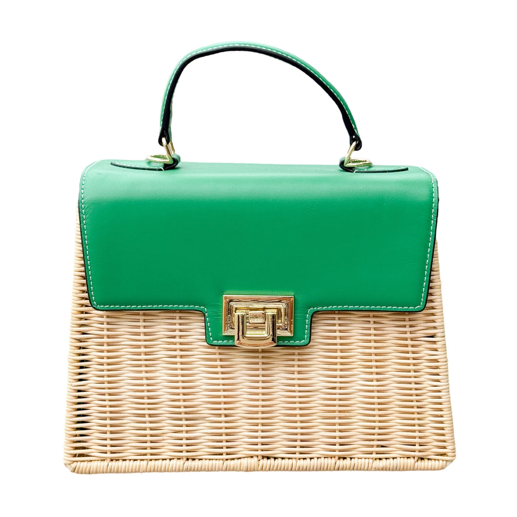 Cassis Rattan Handbag | Green