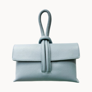 Wristlet Leather Handbag | Light Blue