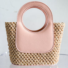 Load image into Gallery viewer, Arianna Raffia and Leather Handbag | Pink Blush
