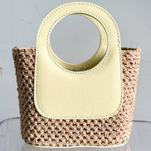 Load image into Gallery viewer, Arianna Raffia and Leather Handbag | Butter Yellow
