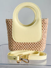 Load image into Gallery viewer, Arianna Raffia and Leather Handbag | Butter Yellow

