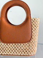 Load image into Gallery viewer, Arianna Raffia and Leather Handbag | Cognac
