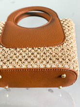 Load image into Gallery viewer, Arianna Raffia and Leather Handbag | Cognac
