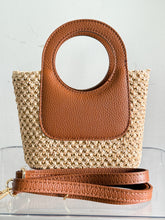 Load image into Gallery viewer, Arianna Raffia and Leather Handbag | Cognac
