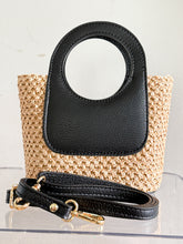 Charger l'image dans la galerie, Arianna Raffia and Leather Handbag | Black
