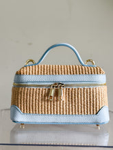 Load image into Gallery viewer, Vittoria Raffia Leather Handbag | Light Blue
