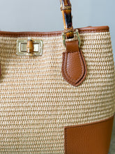 Load image into Gallery viewer, Bamboo Handle Raffia Handbag | Brown
