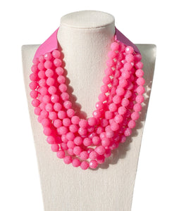 Shannan Beaded Layered Necklace | Pink Flamingo