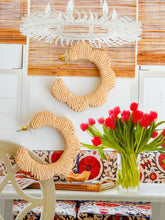Load image into Gallery viewer, Scalloped Raffia Hoop Earrings | Natural
