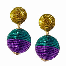 Load image into Gallery viewer, Metallic Mardi Gras Lantern Earrings
