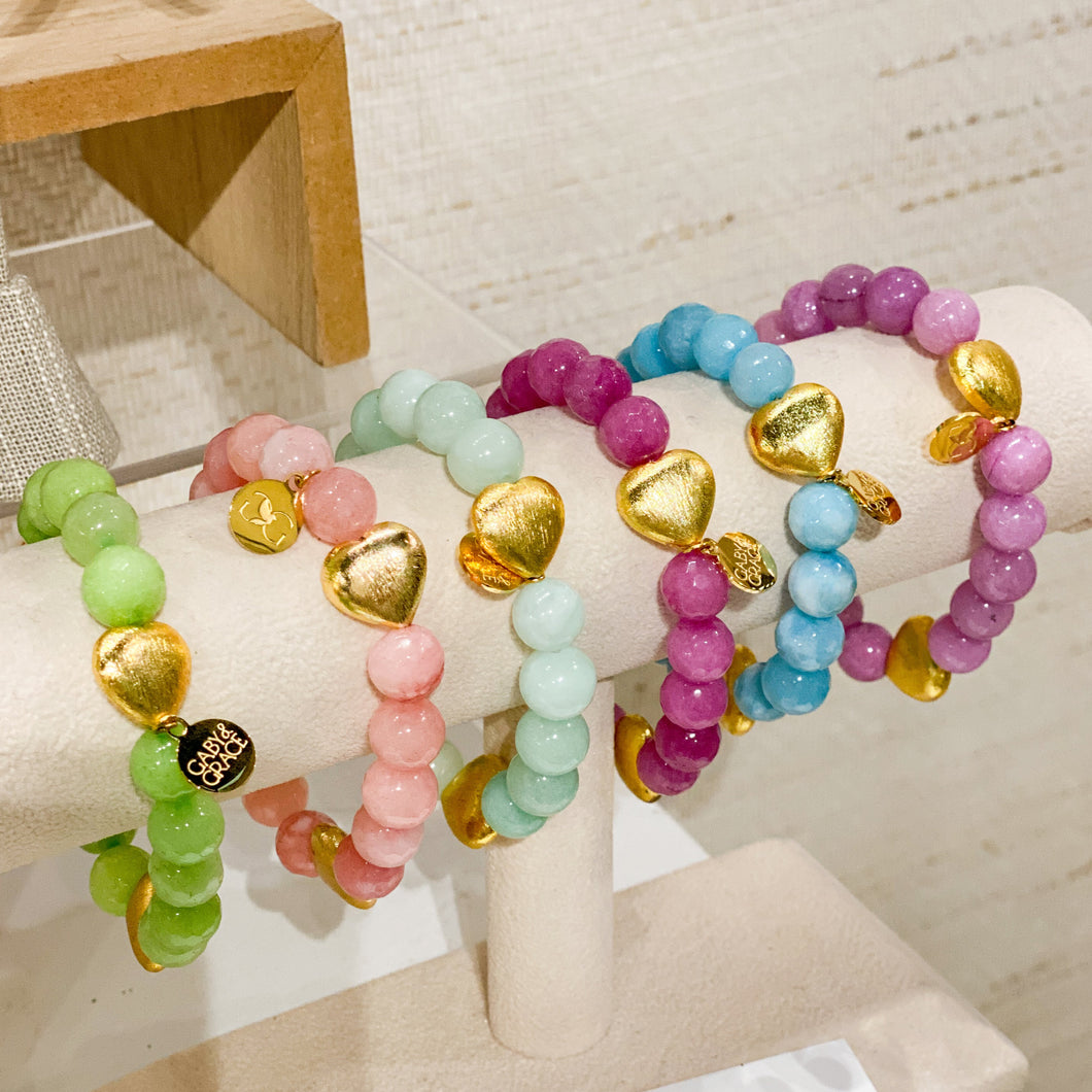 Puff Heart and Beads Bracelet | Variants All Colors