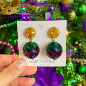 Metallic Mardi Gras Lantern Earrings