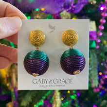 Cargar imagen en el visor de la galería, Metallic Mardi Gras Lantern Earrings
