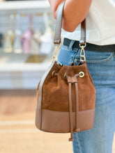 Load image into Gallery viewer, Turin Suede and Leather Handbag | Dark Brown
