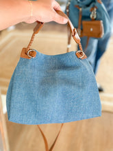 Load image into Gallery viewer, Serena Denim and Brown Leather Handbag | Brown
