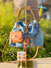 Load image into Gallery viewer, Serena Denim and Brown Leather Handbag | Brown
