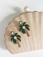Load image into Gallery viewer, Green Palm Tree Beaded Earrings

