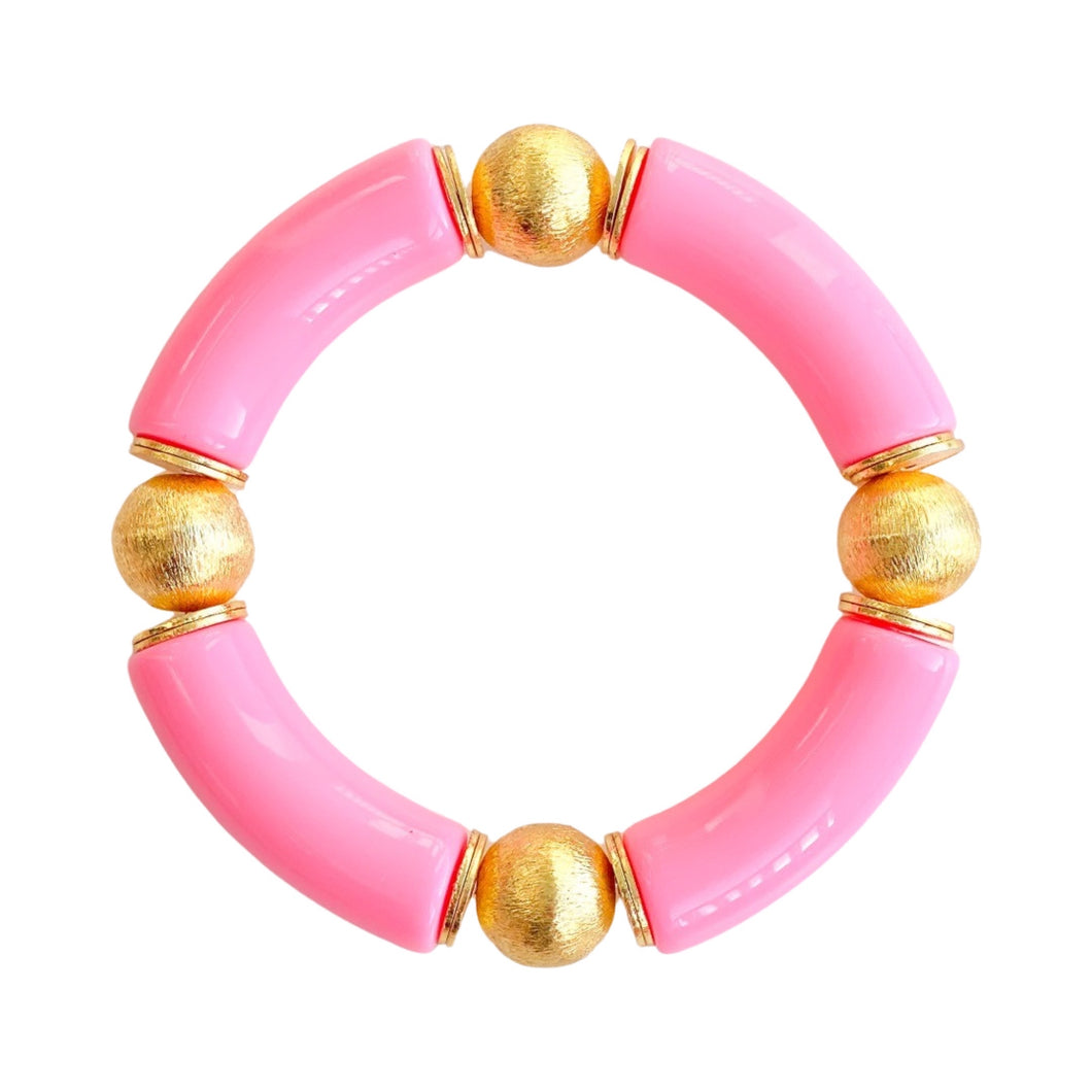 Acrylic Tube Beads Bracelet | Bubblegum