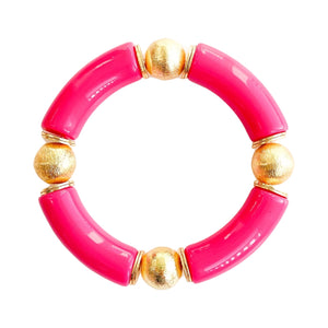 Bracelet de perles de tube acrylique | Barbie chaude rose