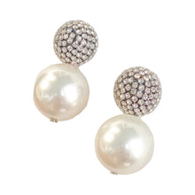 Load image into Gallery viewer, Celinè Pearl Pavé Stud Earrings
